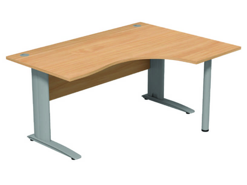 Komo Crescent Desk - Right- Beech Panel/ Silver Leg with Pole Leg 1 