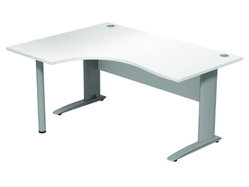 Komo Crescent Desk - Left - White Panel/ Silver Leg with Pole Leg 2 