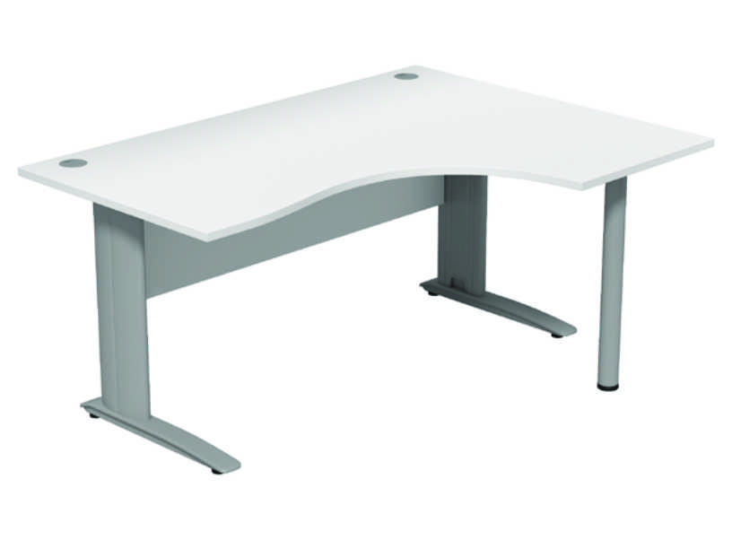  Komo Crescent Desk - Right - White Panel/ Silver Leg with Pole Leg 1 